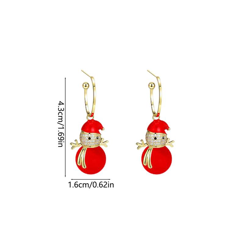 Product Introduction of New autumn and winter silver needle studded pearl snowman Christmas earrings with fashionable design and versatile temperament 7