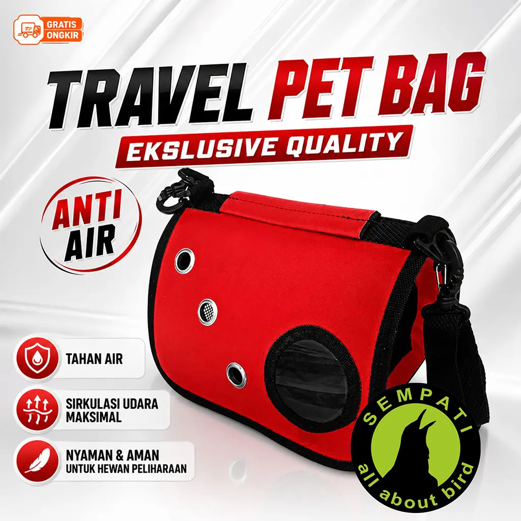 SEMPATI Tas Untulan Burung Premium Minimalis Jendala Transparan Pet Carrier Tas Hewan Pet Travel Bag Backpack Tas Slempang Jinjing 2in1 Hamster Sugar Glider Landak Mini Hamster Kitten Kucing Kecil