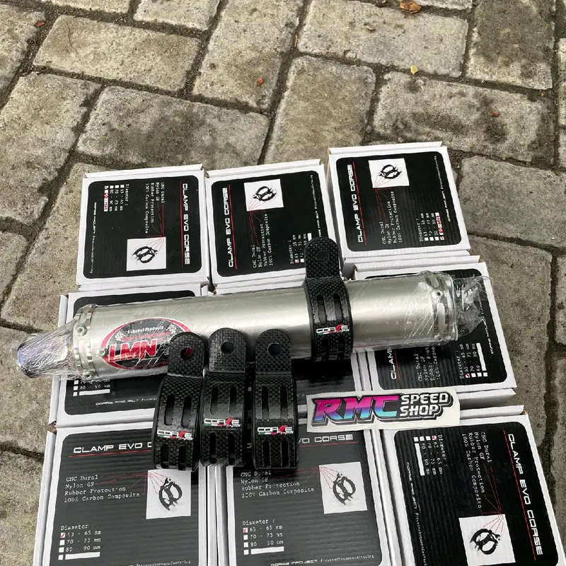 Klem Cilincer 2tak carbon tipe evo / klem knalpot 2tak carbon evo corse project 6