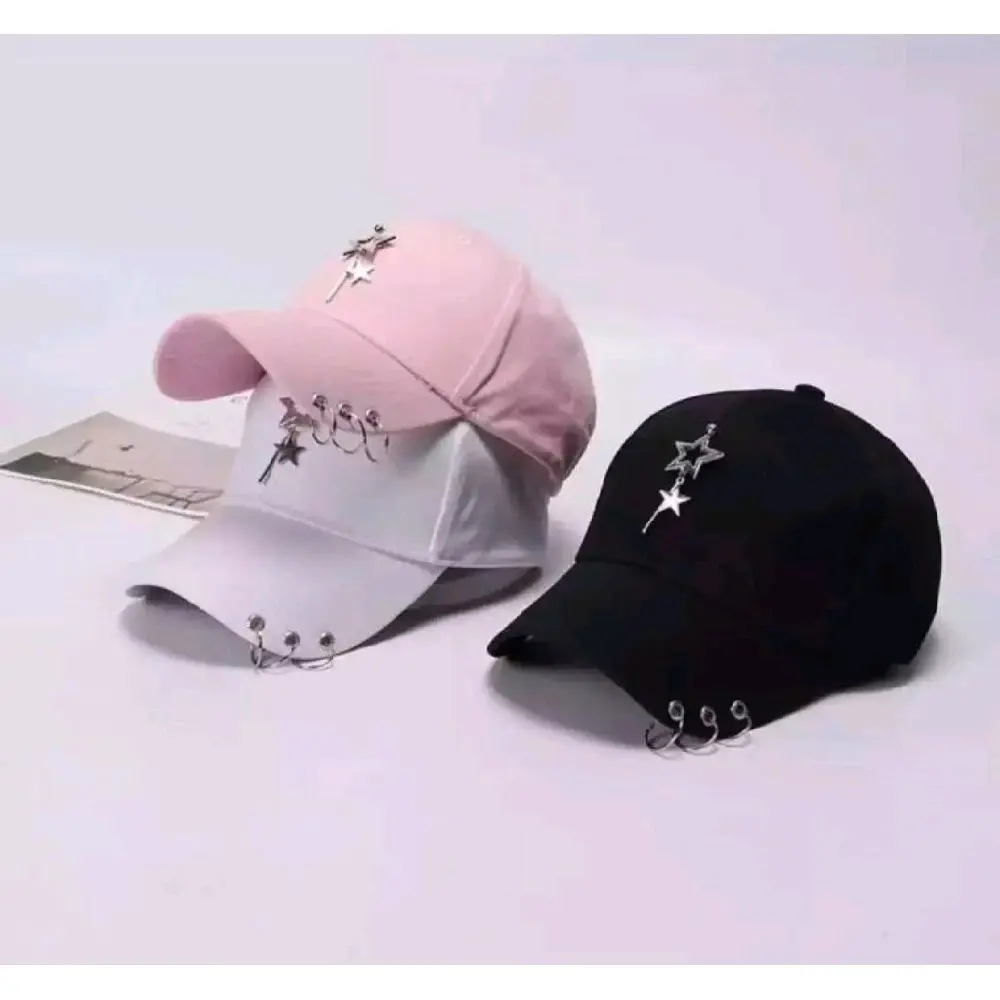 Topi Distro Pria Dan Wanita/Topi Unisex Besi Cincin Hip-Hop New Model, Topi Anting Korea