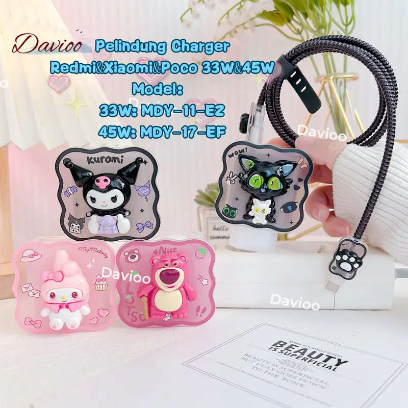 Pelindung Charger FOR REDMI/XIAOMI/POCO 33W&45W | Set 5 Item Motif Kartun Bahan TPU Pelindung Kabel Charger Untuk Charger FOR REDMI/XIAOMI/POCO 33W&45W 0
