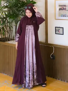 Arnufi - Gamis Ceruty Combi Silky Bunga Arsyana V10