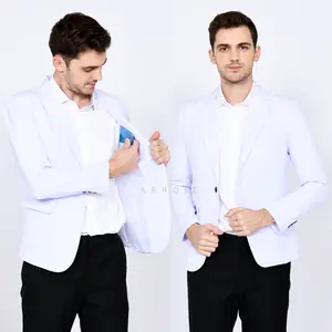 Jas Formal Pria Terbaru Warna Putih Bersih Model Slim Fit Ukuran S M L XL XXL Bahan Lembut Dan Tebal Nyaman Dipakai