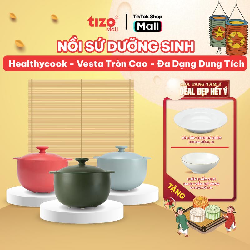 [BEST SELLER - NỒI TỪ VỀ HÀNG] MINH LONG | NỒI SỨ DƯỠNG SINH HEALTHYCOOK VESTA (NỒI TRÒN CAO) DÙNG ĐƯỢC CHO BẾP GAS, BẾP HỒNG NGOẠI VÀ BẾP TỪ QUÀ TẶNG VÌ SỨC KHOẺ, Ý NGHĨA ĐỂ TRAO TẶNG BẾP LÀNH TỪ SỨ DƯỠNG SINH