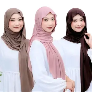 PASHMINA KAOS RAYON Syari - Jilbab Muslim Syari Panjang 175x75 cm Bahan Lembut Garis Tepi Rapih Kualitas Butik Affordable Hijab Syar'i Syal