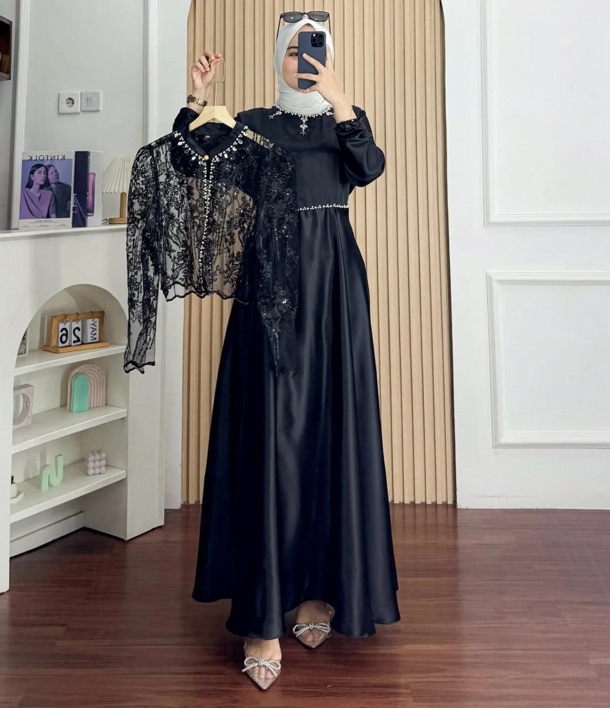 Gamis Wanita Lebaran Terbaru 2026 Sakura Dress Gamis Trend Warna Mahogany Slik Brukat Payet Premium Gamis Wanita Lebaran Terbaru 2026 Sakura Dress Gamis Trend Warna Mahogany Slik Brukat Payet Premium