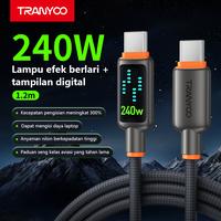 Gambar TRANYOO CC-8 Kabel Data, fast charging 240W Type-C ke Lightning, cocok untuk iPhone, Samsung, OPPO, VIVO, Xiaomi, POCO, realme, menggunakan bahan paduan seng, dengan efek LED mengalir, serta kabel anyaman nilon berdensitas tinggi. - 【240W】Type-C to Type-C dari TRANYOO ID Kab. Tangerang 1 Tokopedia