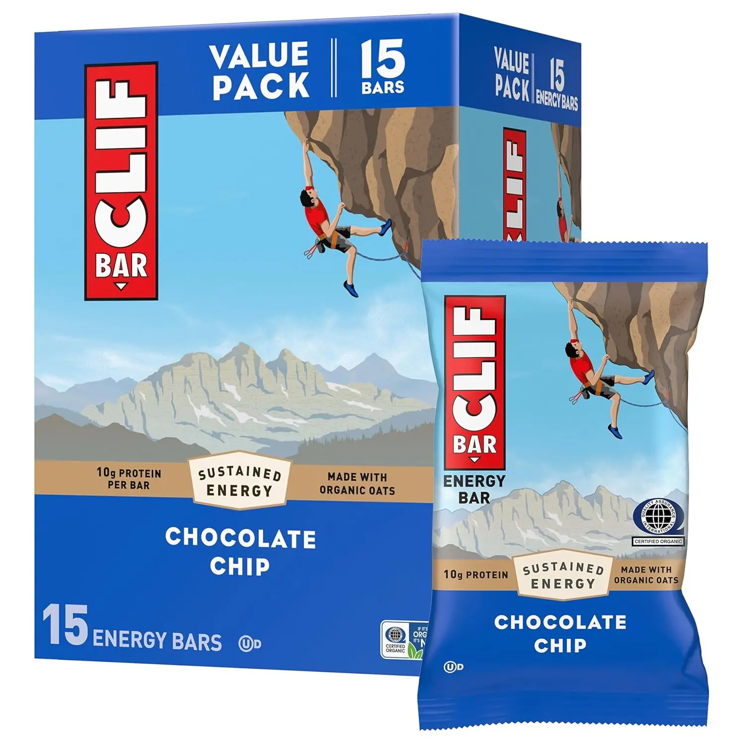 Clif Bar Chocolate Chip Energy Bar Protein Oat Snack 68 gr