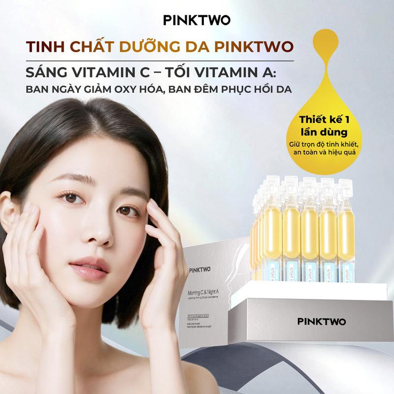 Bộ Đôi Tinh Chất Dưỡng Da Pinktwo Dạng Ống 30 Ống | Vitamin C – A & Retinol Làm Sáng Phục Hồi Căng Mịn Trẻ Hóa Làn Da