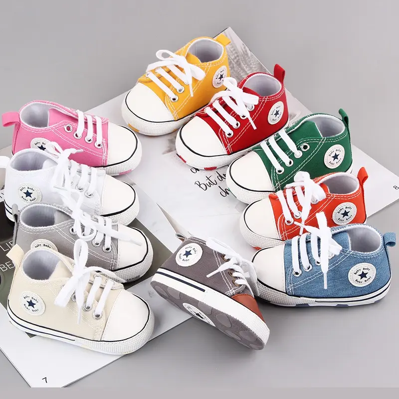 (0-18 months old) newborn baby fashion cute canvas shoes kid soft sole non-slip shoes sneakers / Kasut Kanvas, Fesyen Bayi Baru Lahir, Rekaan Comel, Tapak Lembut, Tidak licin, Sesuai untuk Kanak-kanak Berumur 0-18 Bulan, Sneakers