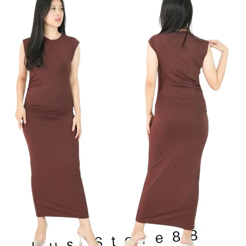 INNER DRESS KNIT  MANGGO SUPER PREMIUM/ INNER DRESS PANJANG KNIT/ INNER DRESS WANITA Gaun Outer Dewasa Melar Tebal Gamis Muslim Hitam Atasan Simple Pesta Remaja Shakila Mewah Casual 2