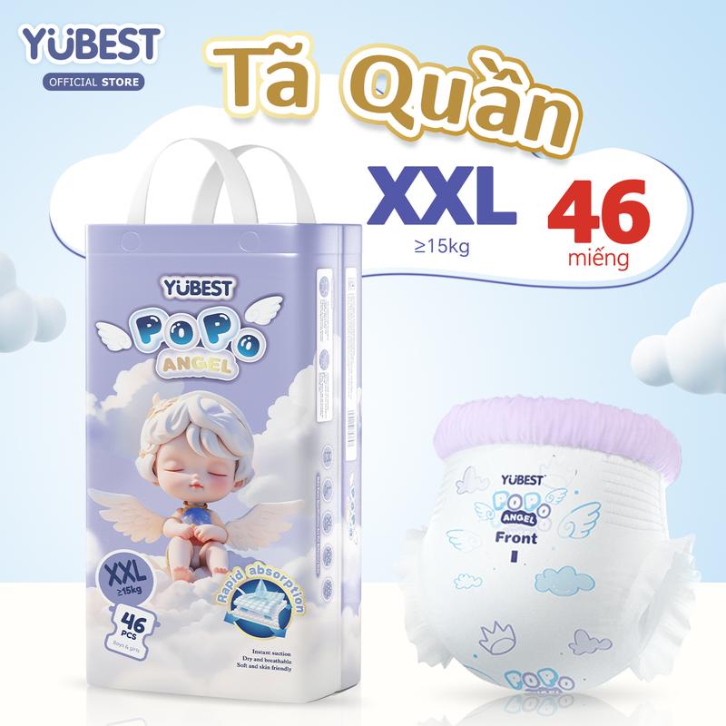  Bỉm Yubest Khung eo bong bóng - Tã lót cho bé | Quần tã kéo lên Size XXL  >15kg  | 46 miếng bao | Kích thước rộng rãi mềm mại chống rò nước hiệu quả phù hợp bé lớn năng động 