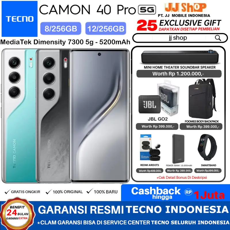 HP TECNO CAMON 40 PRO 5G 12/256 8/256 GB RAM 12GB 8GB ROM 256GB GARANSI RESMI TECNO INDONESIA 0