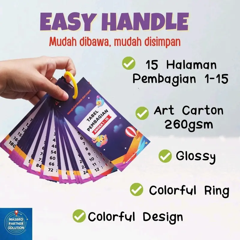 Flashcard Edukasi Anak Tabel Pembagian dengan Ring 2