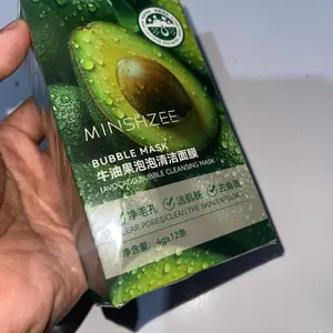 Minshzee Avocado Bubur Masker Bubble Mask untuk Membersihkan Pori-Pori dan Menghilangkan Komedo 4gx12 Strips