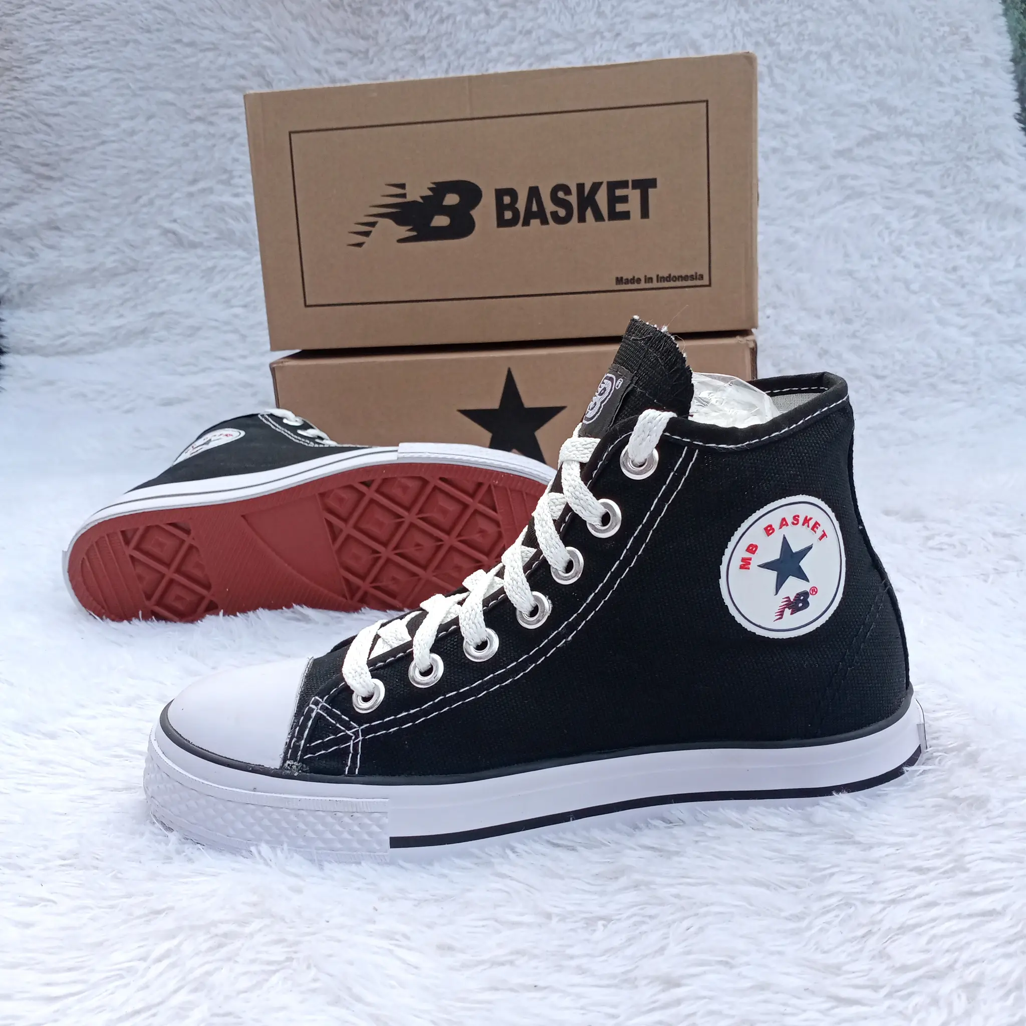 Sepatu Master Basket New MB Tali Tinggi NB Warrior Hitam Putih untuk Anak Laki-Laki Sekolah SD/SMP/SMA - Fashion sepatu  sekolah original