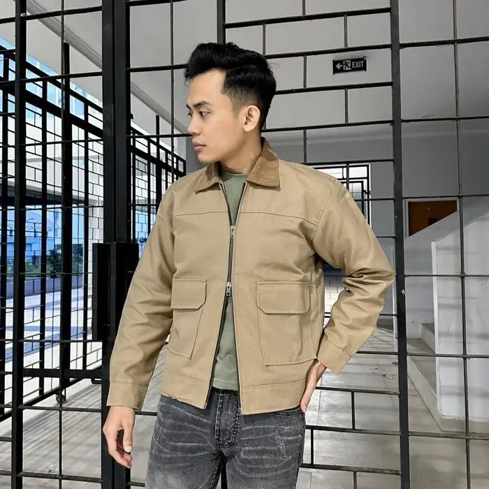 RASAGGI Work Jacket Canvas Marsoto Longsleeve Double Zipper 1