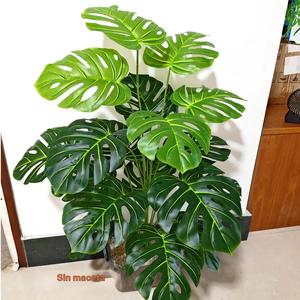 Planta simulada de Monstera deliciosa 60–90–135 cm / 51.9 pulgadas, árbol de palma falso, hojas verdes oscuras de Monstera, adecuada para decoración del hogar, jardín, habitación y oficina