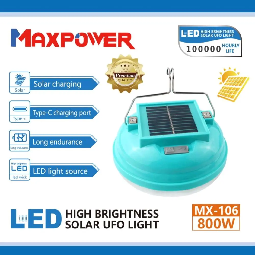Maxpower Lampu Camping MX-106 800W Terbaik dengan Solar Charging & Type-C Charging Port Tidak Takut Kehabisan Baterai #LampuCamping #OutdoorLife Gantung Listrik