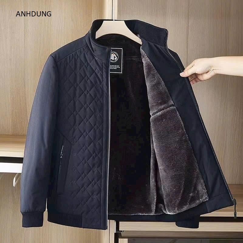 Áo khoác nam áo khoác phao lỳ lót lông ấm áp có cổ trụ và cổ bẻ ÁO mùa đông