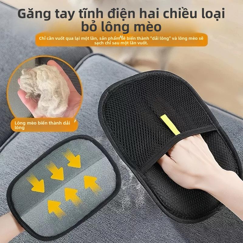Găng Tay Chải Lông Cho Mèo Hai Mặt - Dụng Cụ Massage & Giảm Rụng Lông Thú Cưng