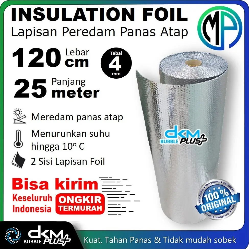 GRATIS ONGKIR Peredam Panas Atap DKM Bubble Insulation Foil harga PerRoll ukuran  120cm x 25meter x 4mm