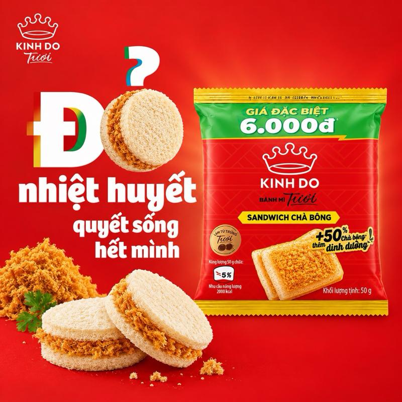 Bánh mì Kinh Đô Tươi - Sandwich Chà Bông - 48 gram