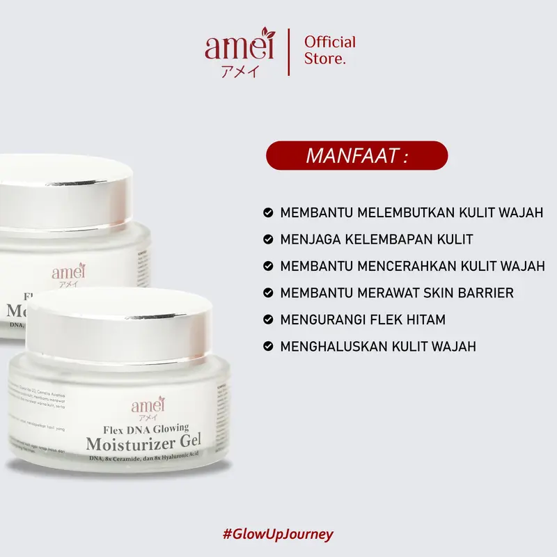 Amei Paket Bundling Flek Dna Glowing Moisturizer Gel 30g & Sunscreen SPF 30 PA++++ 50 Ml - Membantu Memudarkan Flek Hitam - Mencegah Flek Hitam - Mencerahkan Warna Kulit - Melindungi Dari Sinar UVA & UVB Wajah 2