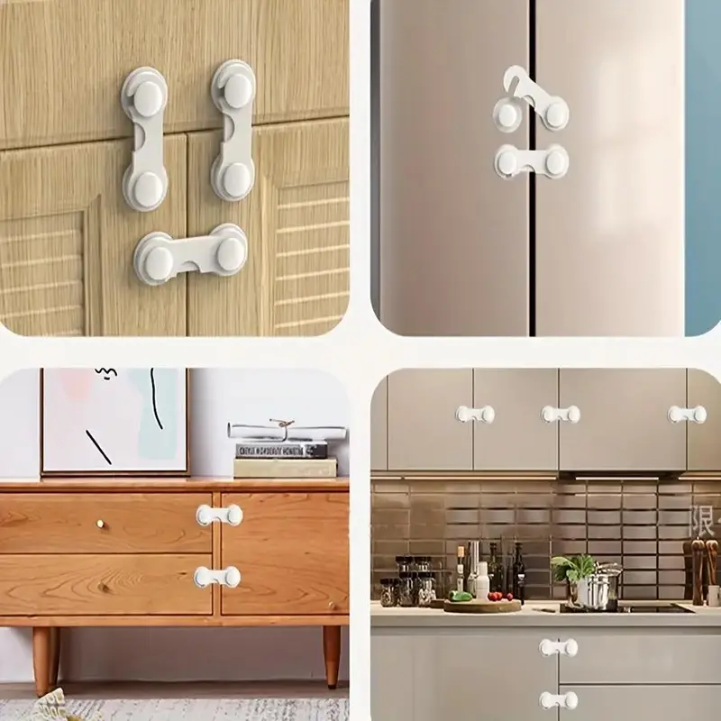 Safety Refrigerator Cabinet Lock, Window Closet Wardrobe Safety Lock,Cabinet Door Locks with Adhesive for Drawer Cupboards Fridge Closet and Pantry 5
