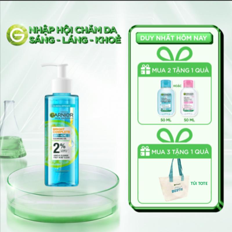 [MUA 2 TẶNG 1 QUÀ] Sữa rửa mặt dạng gel sạch thoáng dịu nhẹ Garnier [BHA, Vitamin C] cho da dầu mụn 120ml