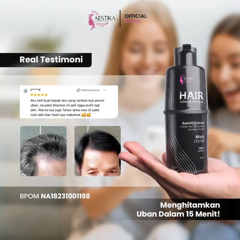 [BIG SALE RAMADHAN] Shampo Penghitam Rambut Uban Permanen AESTIKA Hair Coloring Shampoo Shampo Anti Uban 4