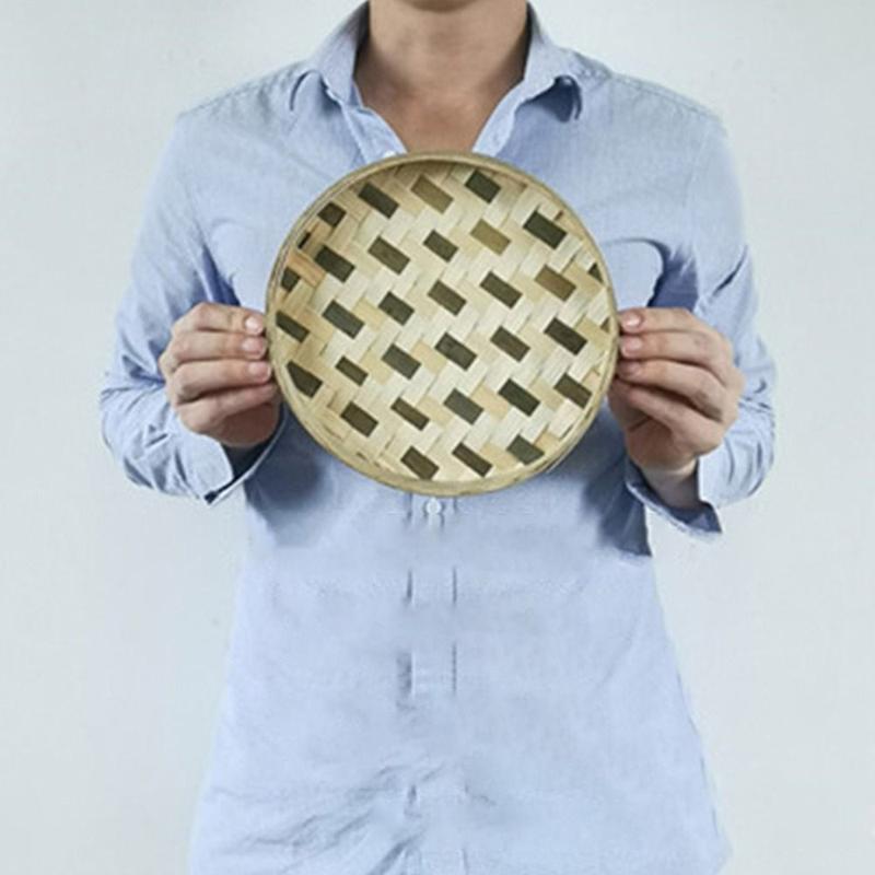 Anyaman Buluh Ayak Rakit, Buatan Tangan, Dulang Habuk Bulat, Bakul Roti Buah Hiasan DIY, Dulang Penyimpanan Dapur, Hiasan Rumah 7