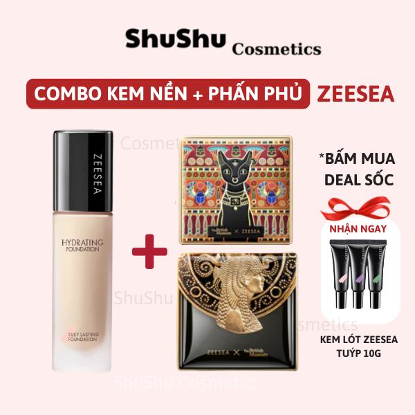 COMBO Kem Nền Zeesea 30G Phấn Phủ Zeesea TẶNG Kèm Kem Lót Zeesea Tím Xanh Nude 10G SHUSHU COSMETICS