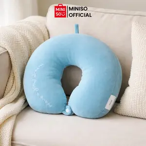 MINISO Bantal Solid Color Bantal Leher U-shaped Neck Pillow Kepala Travel Pillow Bantal Mobil Portable Bed