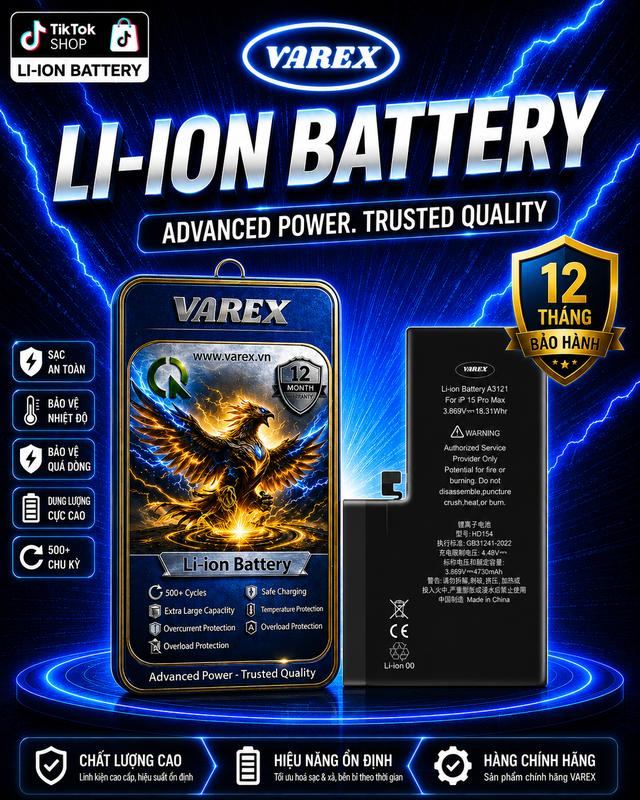 Pin Varex Iphone 15 Pro Max Dung Lượng Cao