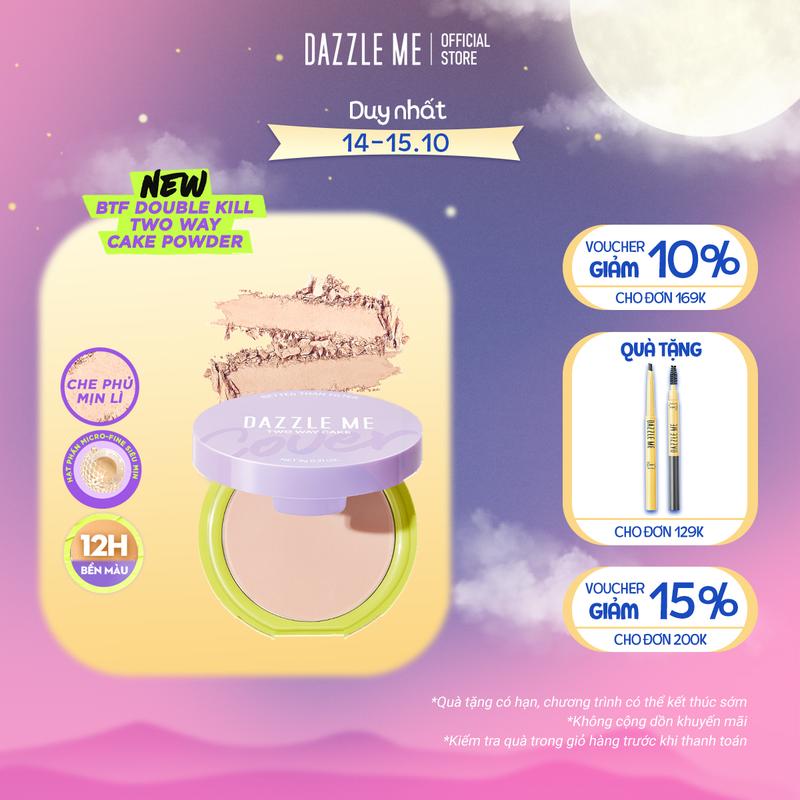DAZZLE ME Phấn phủ kiềm dầu dạng nén Better than Filter Double Kill Two Way Cake Powder 9g Cosmetic Mỹ Phẩm