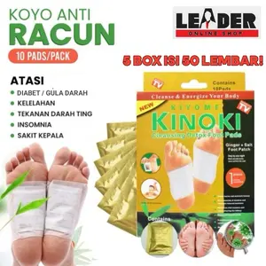 ORIGINAL 100% 5BOX = 50Pcs KOYO PENYERAP RACUN TUBUH KINOKI FOOT PADS DETOX Hand