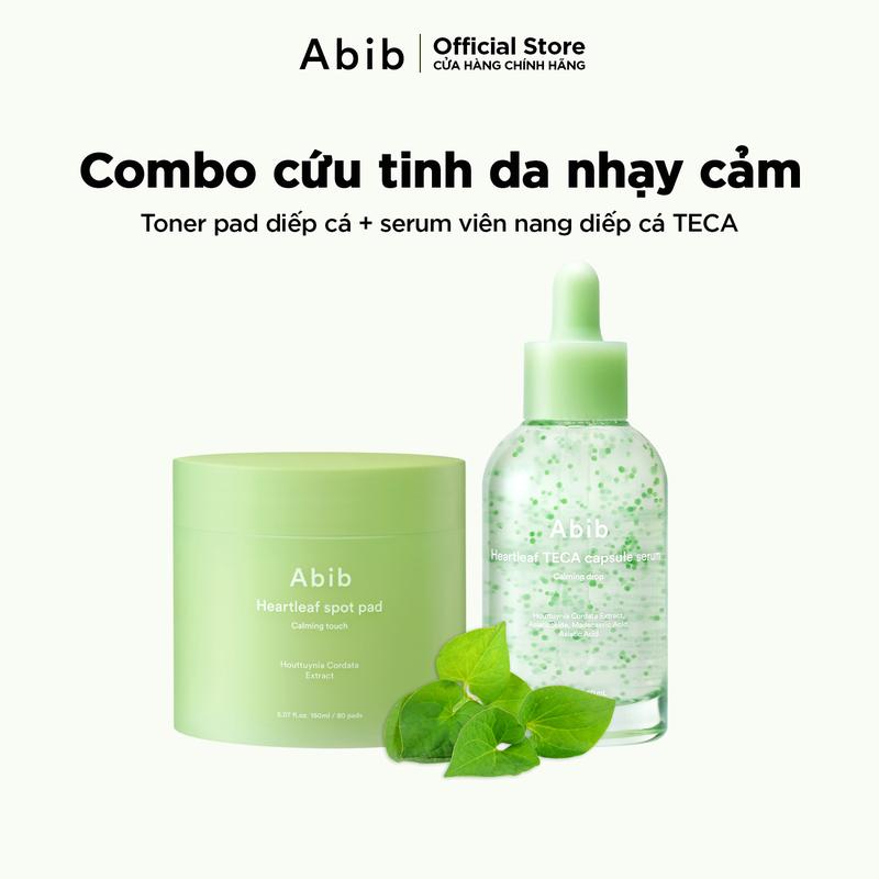 TẶNG KEM DƯỠNG 75ML Bộ 2 sản phẩm Abib toner pad diếp cá và serum viên nang diếp cá TECA
