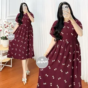 Daster Chibi Rayon Pendek Busui Bumil Resleting Depan Ld 110 Motif Pita Dress Rayon Bali Pendek Terbaru Daster Pendek Bali Dress