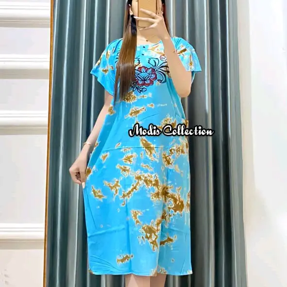 Daster Wanita Dewasa Barong Motif Bunga Busui Friendly Baju Tidur Remaja Lengan Pendek Dada Kancing Depan Model Kerah Leher Bulat U Neck Panjang Dress dibawah Lutut Bahan Rayon Premium Super Tebal Adem Halus Nyaman Kombinasi Warna Warni Kekinian Terbaru 2