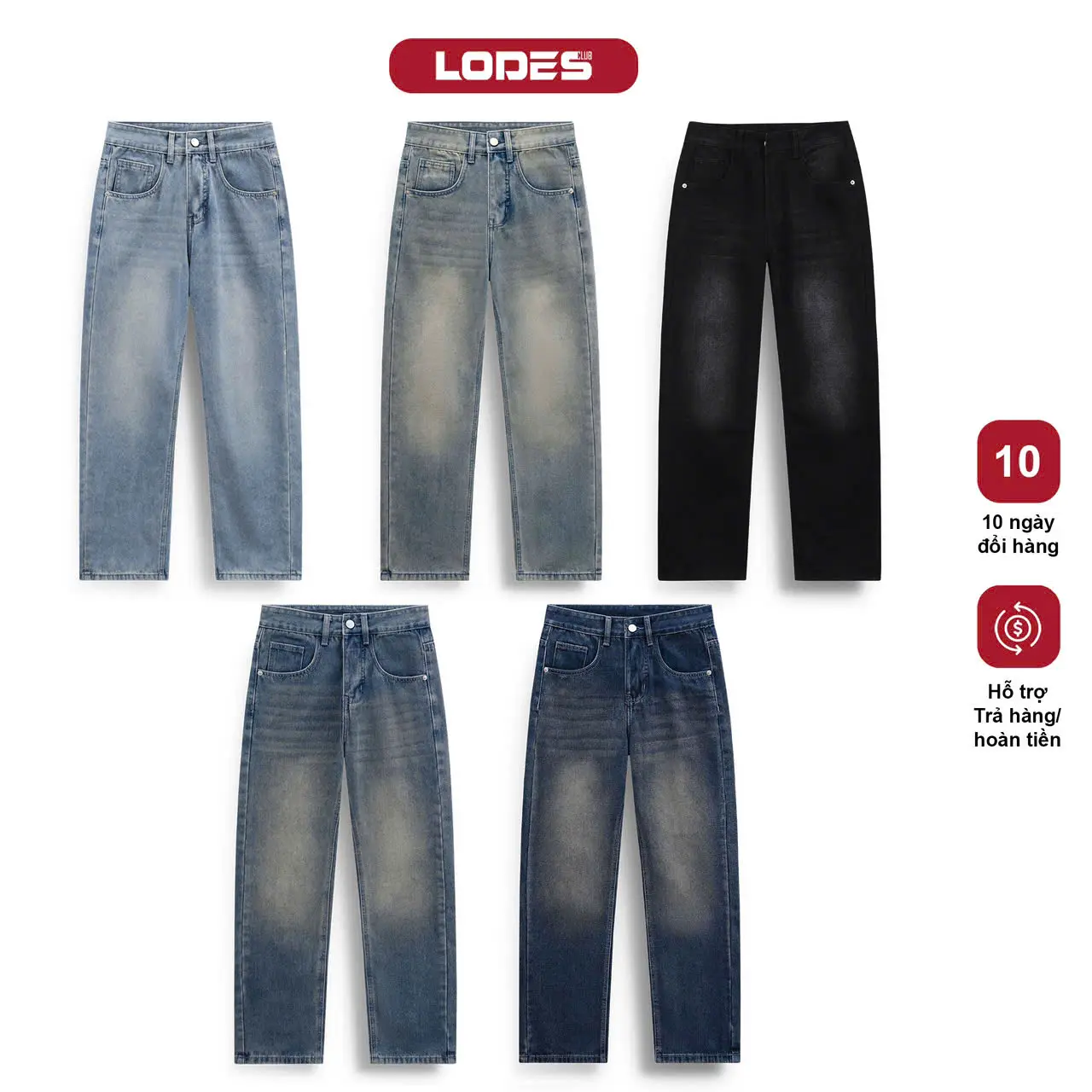 Quần Jean Ống Đứng LODES CLUB Form Hàn Quốc Chất Denim Cotton Mềm Mại Dành Cho Nam, Menswear Wash Mềm Vintage