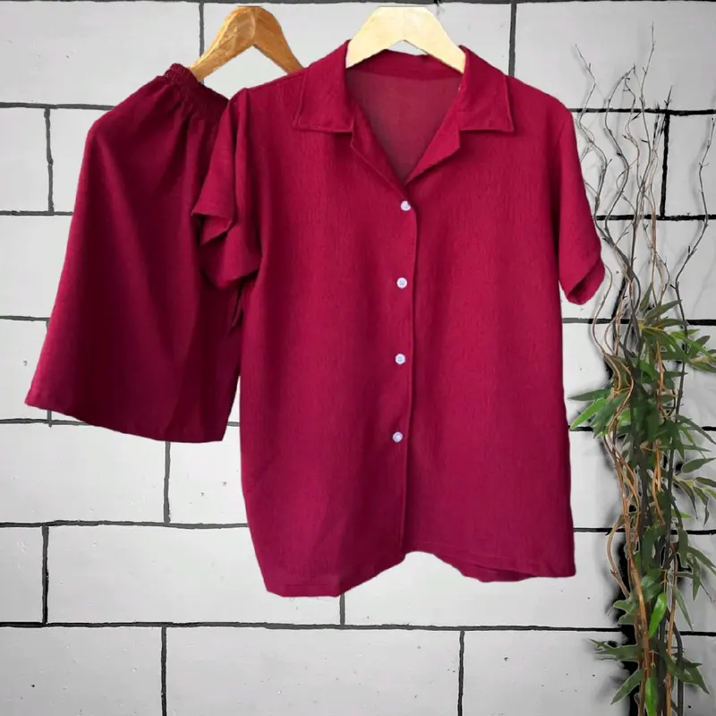 Baju Setelan Pendek Wanita Cringkel Airflow l CPDKH l One Set Piyama Perempuan Santai Busui  Nyaman 5