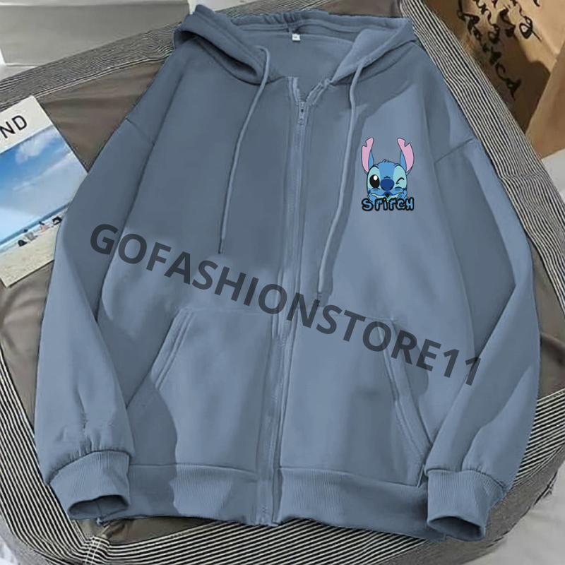 Jaket wanita korean style Stitch size L XL XXL jaket hoodie cewek jaket zipper wanita hoodie zipper wanita hoodi cewek terbaru 2023 hoodie zipper wanita tebal sweater zipper wanita sweater resleting wanita dewasa sweater resleting keren cewek bisa COD-GFR 6