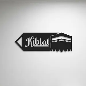 Hiasan Dinding Tempel Sign Board Petunjuk Arah Kiblat Dekorasi Mushola Rumah