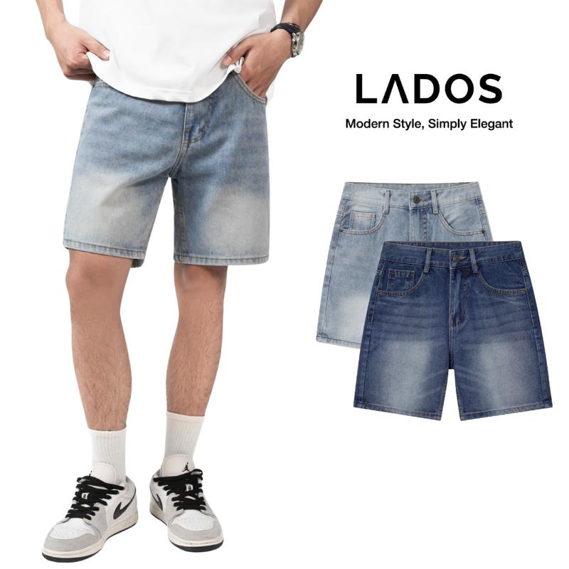 Quần short Jean nam LADOS - 4183  ống rộng form trên gối chất vải jean dày dặn, phong cách trẻ trung