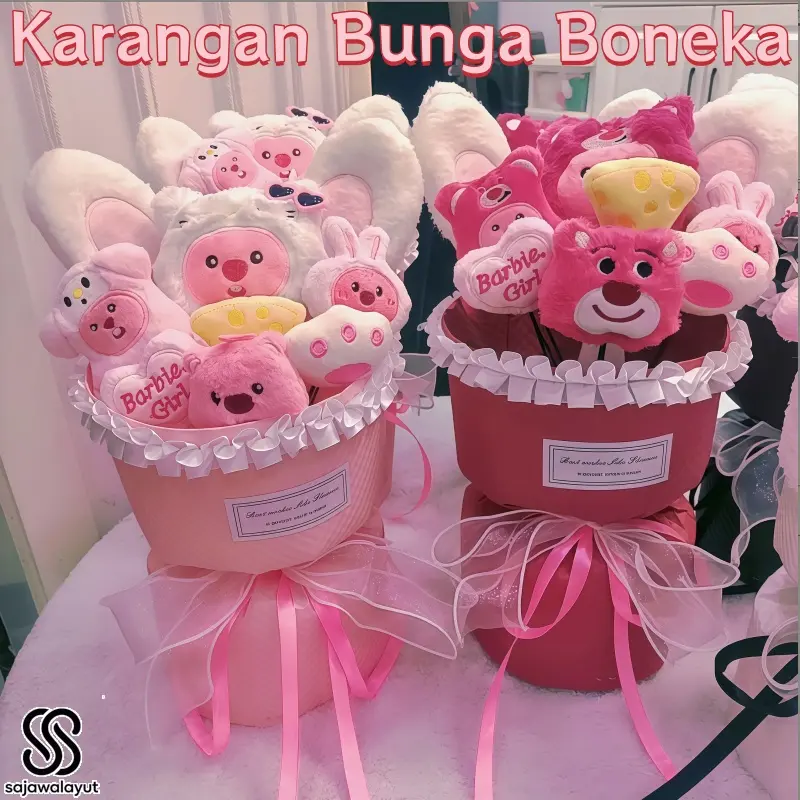 Buket Boneka Viral Lucu Estetik - Hadiah Ulang Tahun Wisuda Pacar Tidak Layu Premium