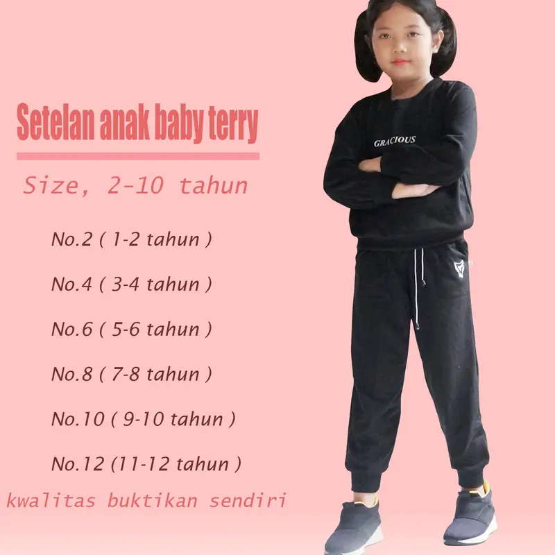 BAJU ANAK SETELAN SWEATER TRENING TRAINING JOGGER OLAHRAGA LAKILAKI/PEREMPUAN 2-10 thn Joger Celana Outdoor Hitam Parsel 5