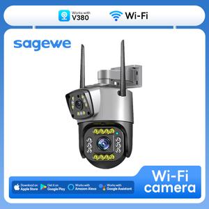 Kamera Wayarles Luaran, SAGEWE, 200W, Penglihatan Malam, Kalis Air dan Kalis Habuk IP66, Kamera CCTV, Penggera Pengesanan Pergerakan Masa Nyata, Sesuai untuk Keselamatan Rumah, Jualan Kilat