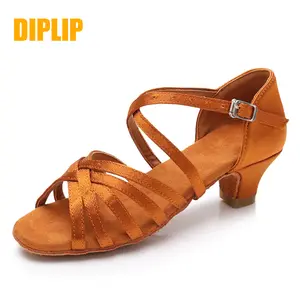 DIPLIP Latin Dance Shoes For Women Girl Tango Dance mid heel soft