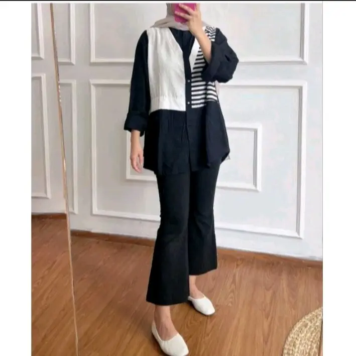 silvi kemeja pollo linen kombinasi salur